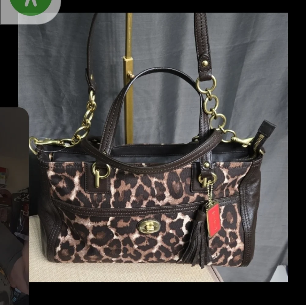 Coach Brown Leopard Print Shoulder Bag, large & Beautiful